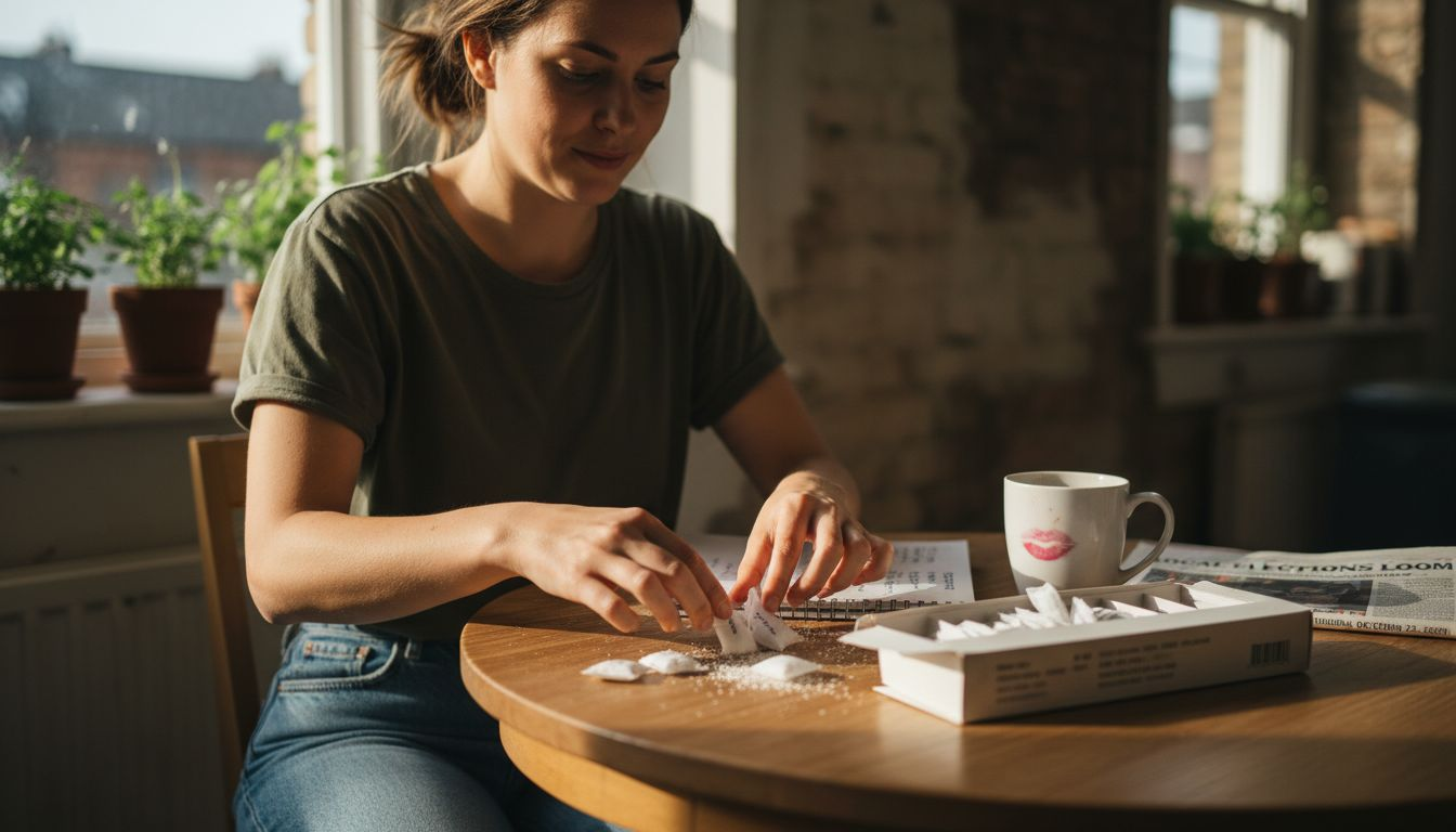 Woman comparing different nicotine pouch flavors