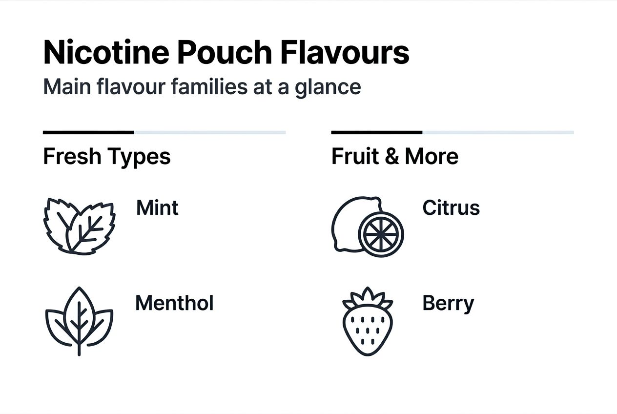 Infographic overview of nicotine pouch flavour categories