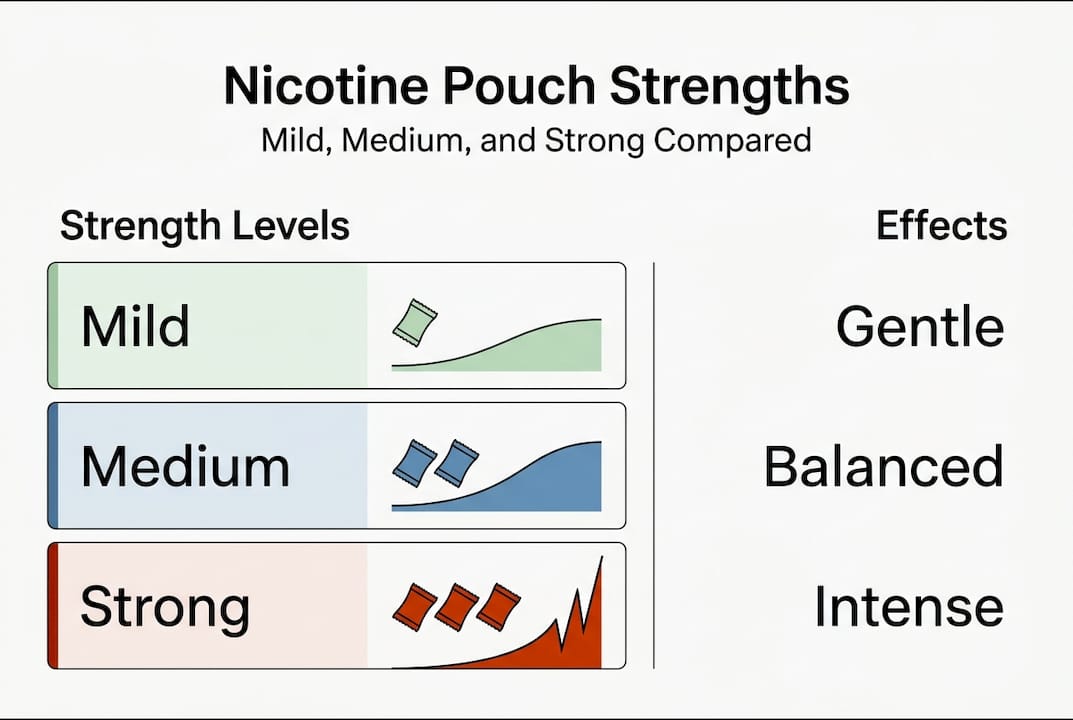 Infographic comparing pouch strength levels and effects