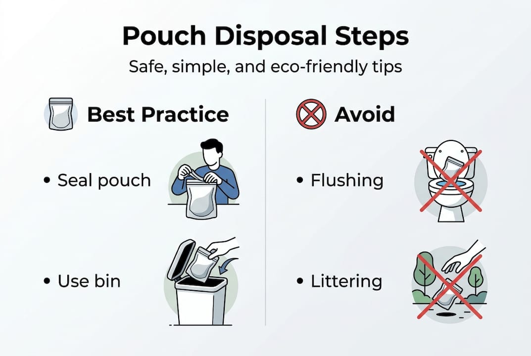 Infographic with pouch disposal do’s and don’ts