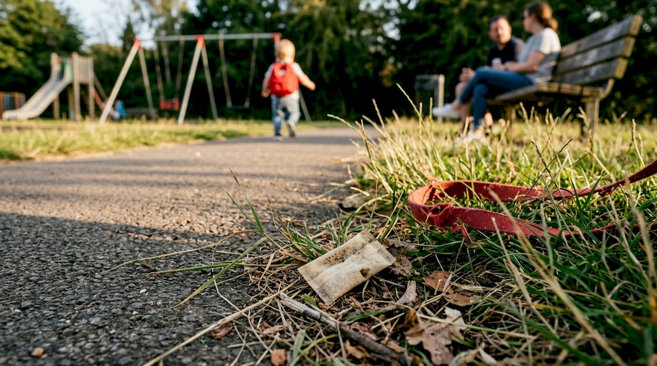 Nicotine pouch littered near playground