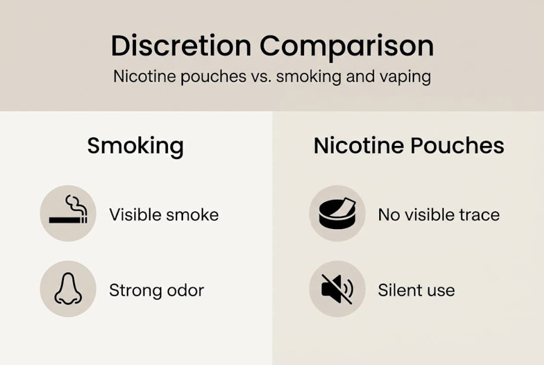 Infographic comparing nicotine pouch discretion