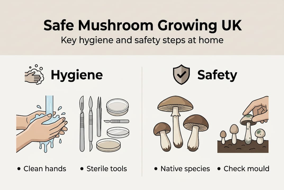 Infographic about mushroom safety and hygiene UK