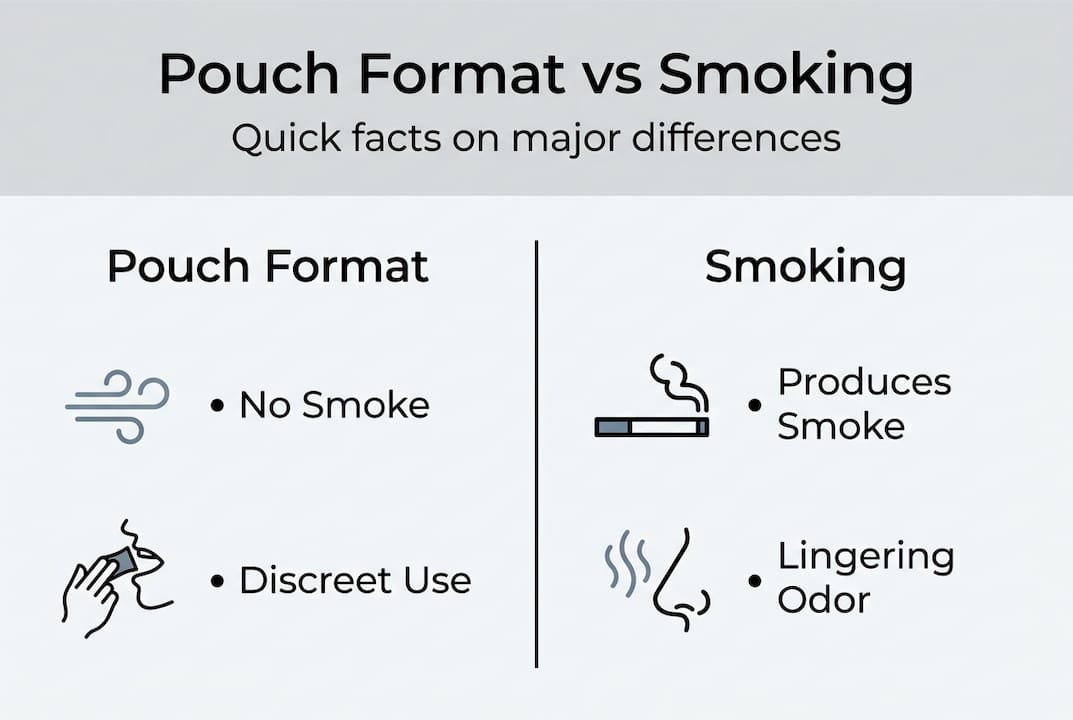 Infographic comparing pouch format to smoking