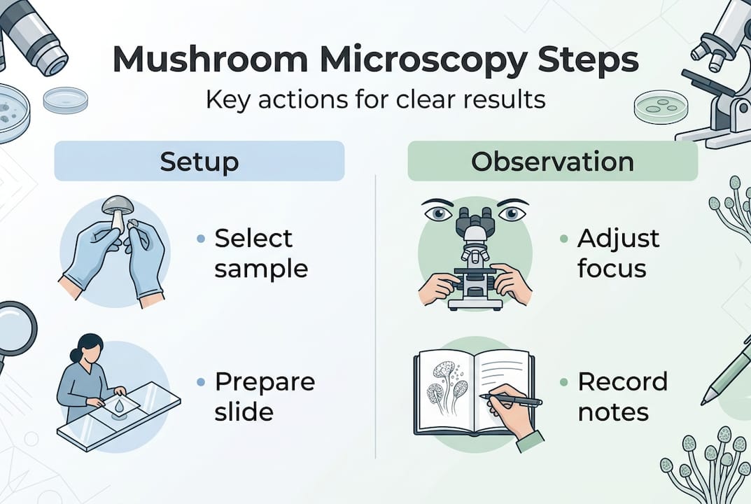 Infographic highlighting mushroom microscopy workflow