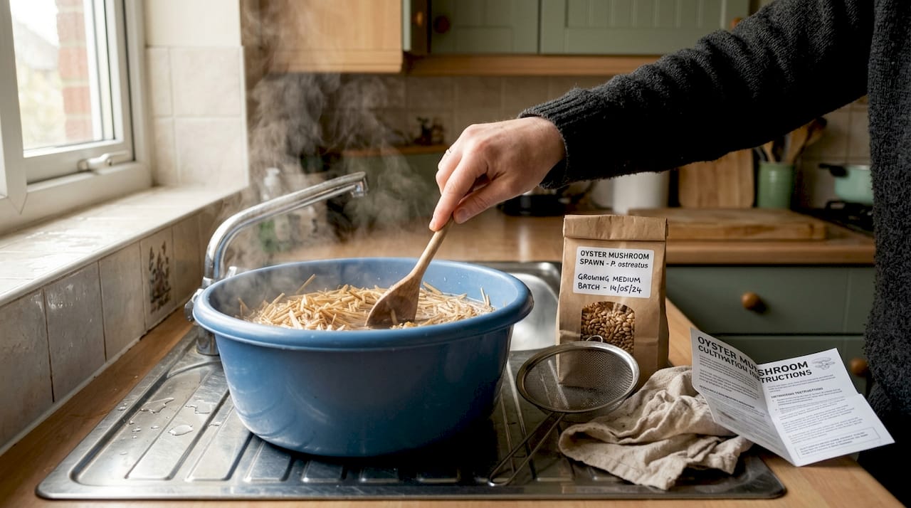 Preparing straw substrate for mushrooms at home