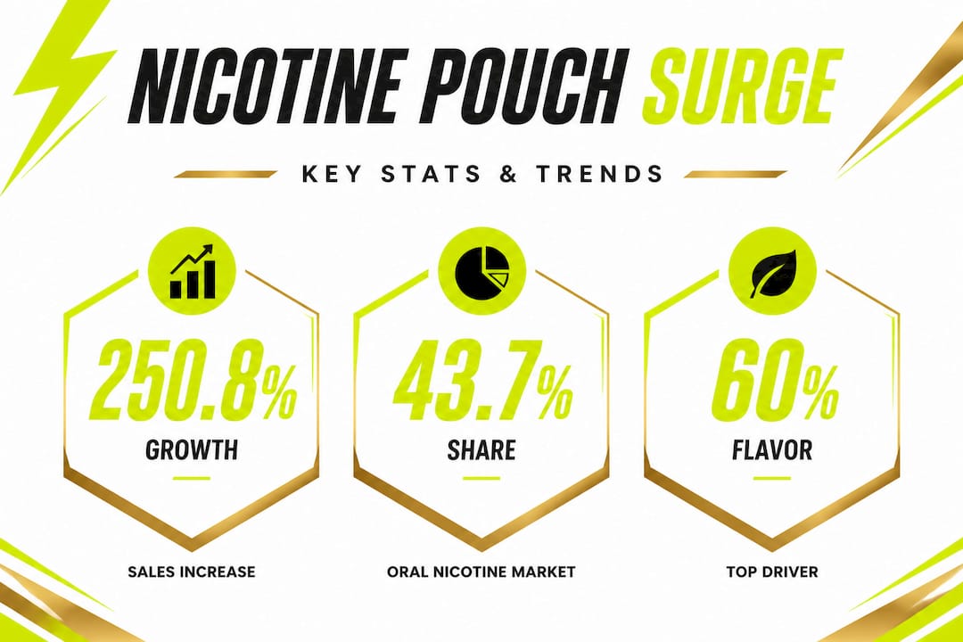 Infographic highlighting nicotine pouch sales and market share