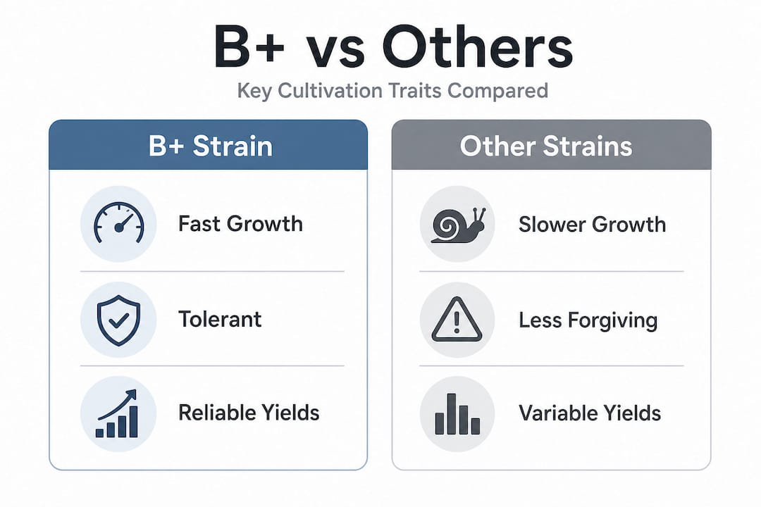 Infographic comparing B+ vs other mushrooms