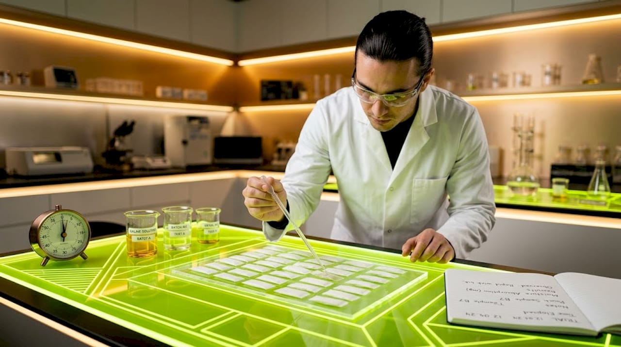 Scientist testing nicotine pouch absorption