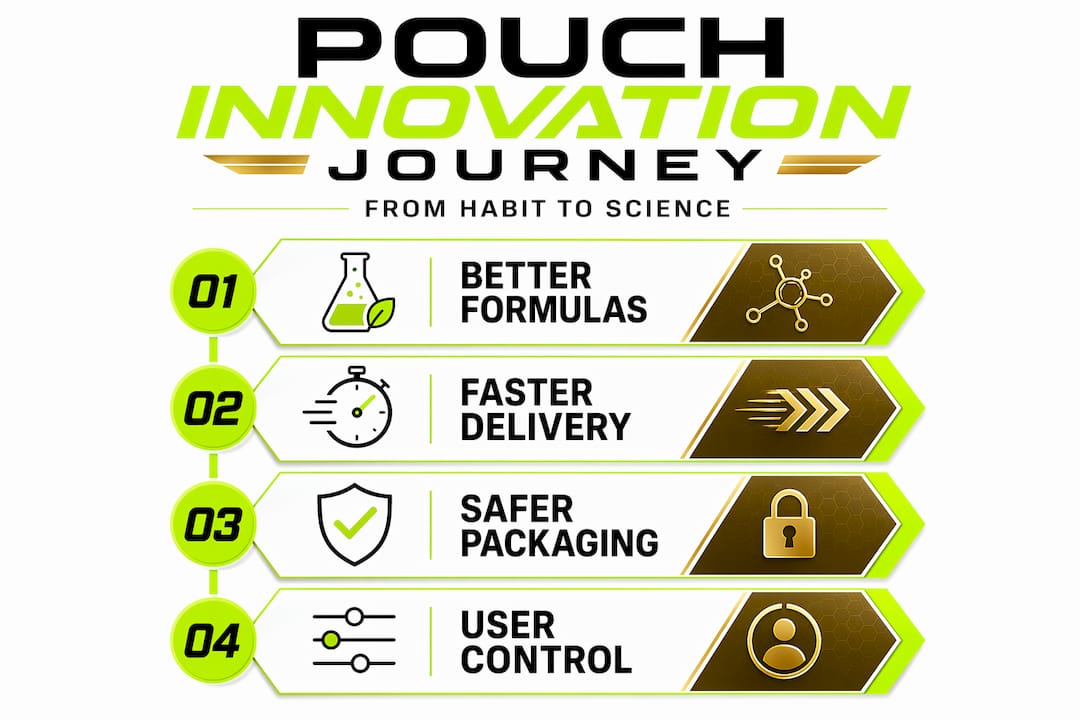 Infographic showing four stages of pouch innovation