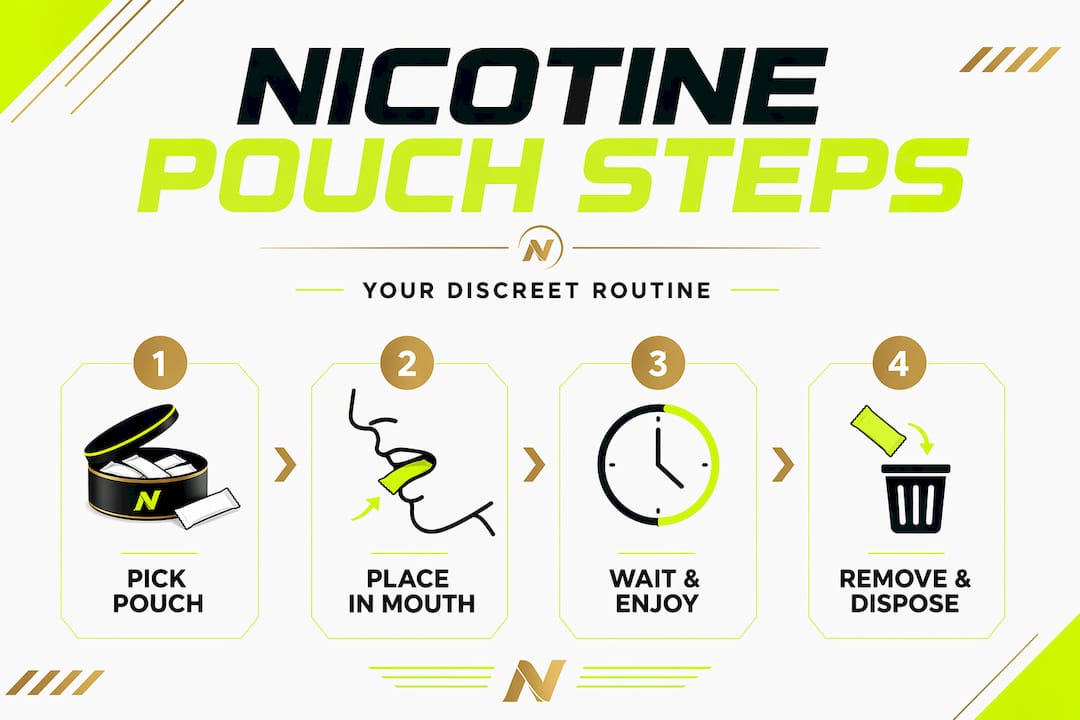 Infographic showing four steps to use nicotine pouches
