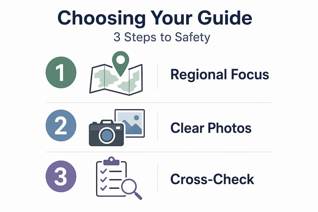 Infographic showing steps for choosing mushroom guide