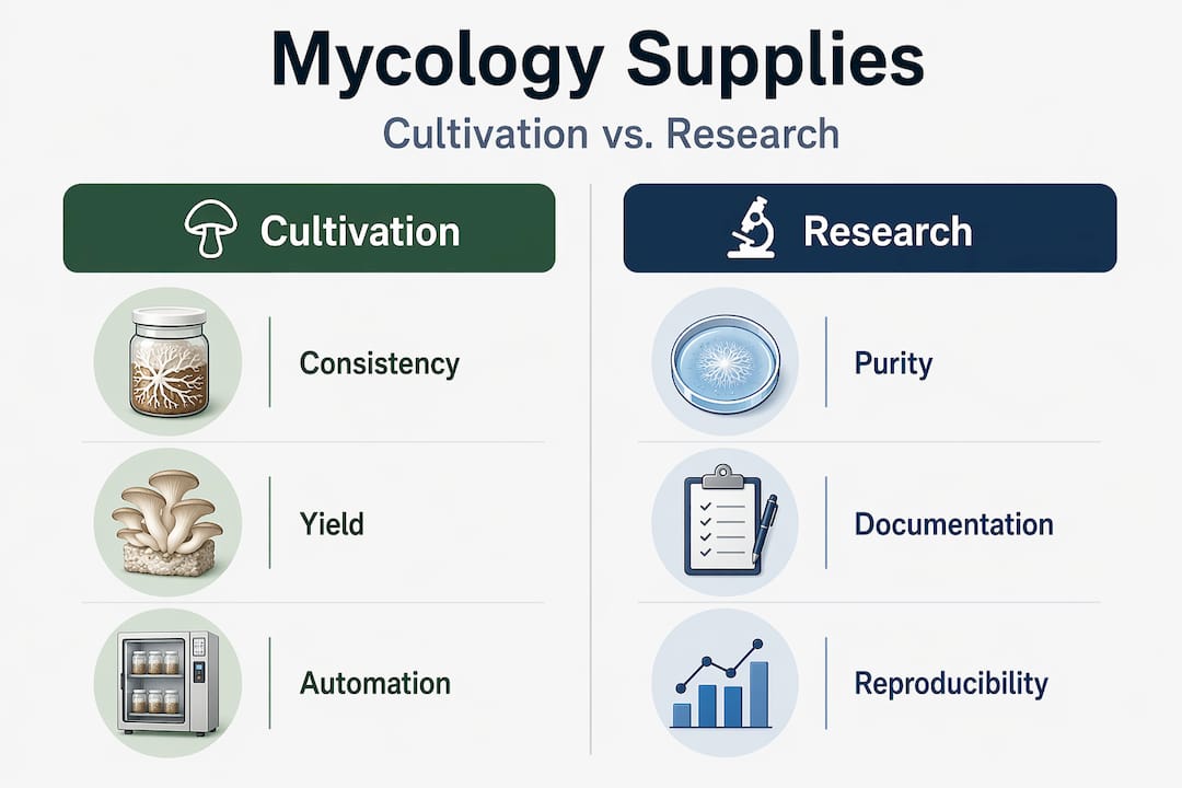 Infographic comparing cultivation and research supplies