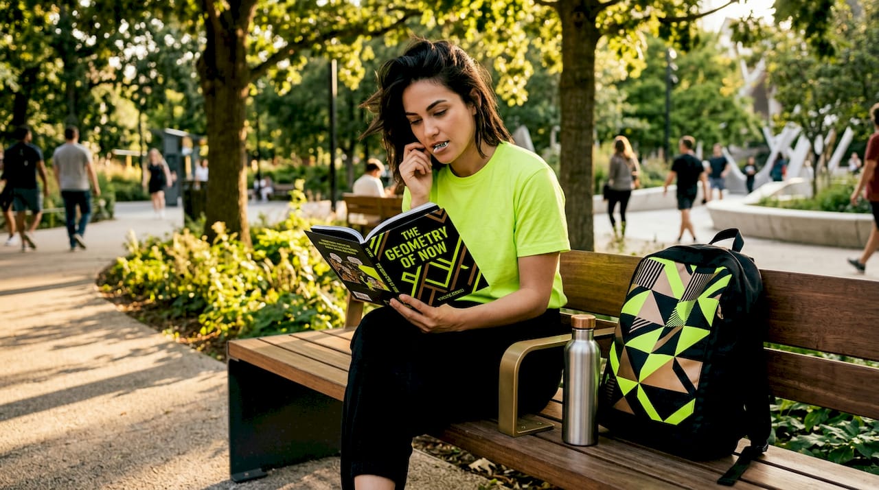 Woman using nicotine pouch discreetly outdoors