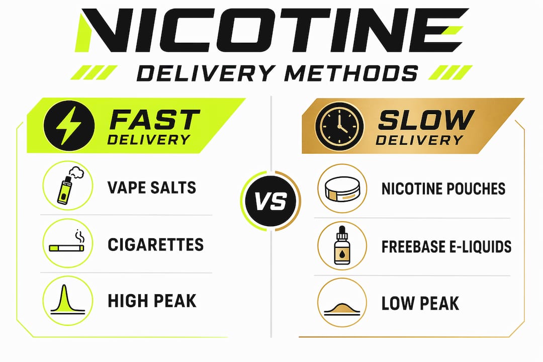 Infographic comparing nicotine delivery speeds