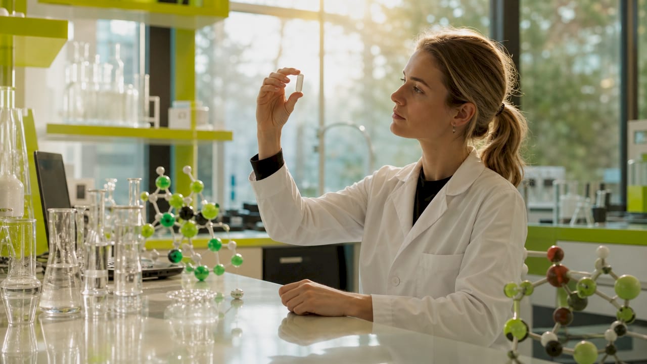 Scientist examining nicotine pouch chemical degradation
