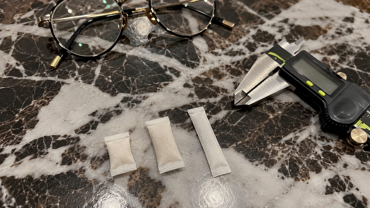 Close-up of mini, slim, ultra slim pouches