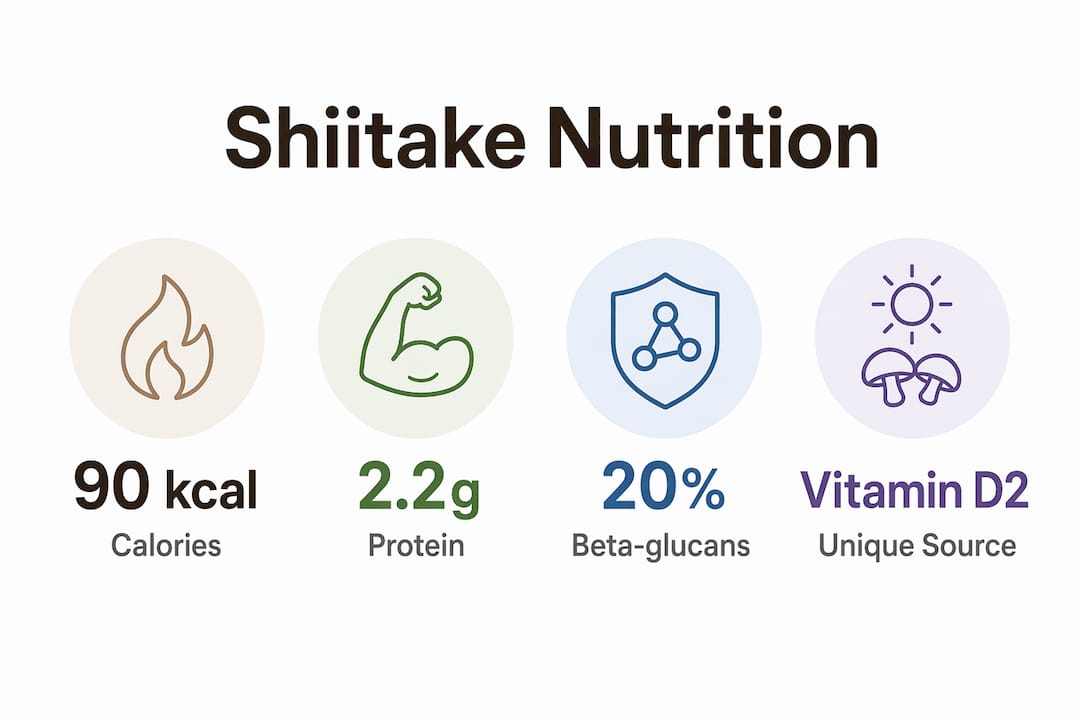 Infographic showing shiitake mushroom nutritional facts