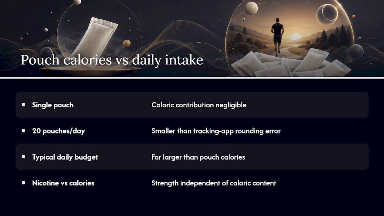 Nicotine pouch calories versus daily calorie intake diagram