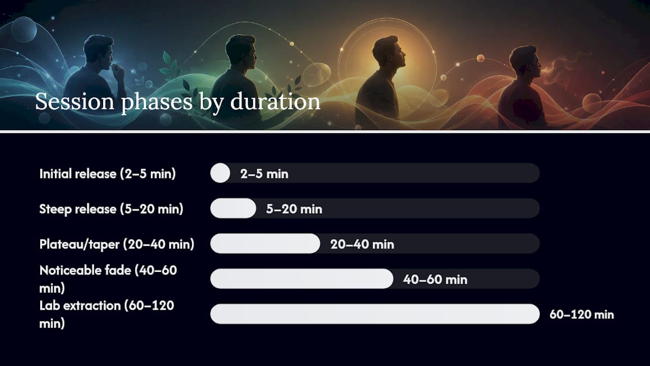 How long do long lasting nicotine pouches last from first hit to fade? — overview diagram