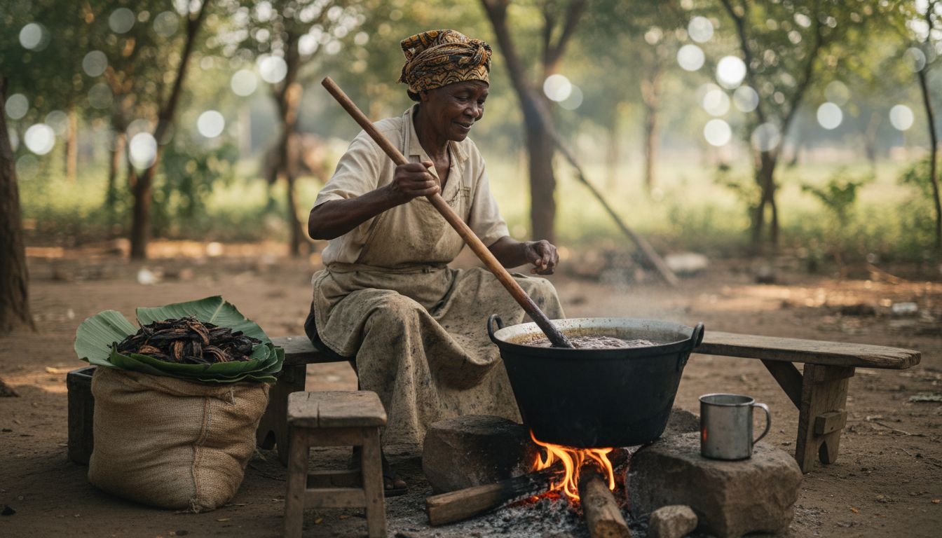 Artisan making traditional African black soap