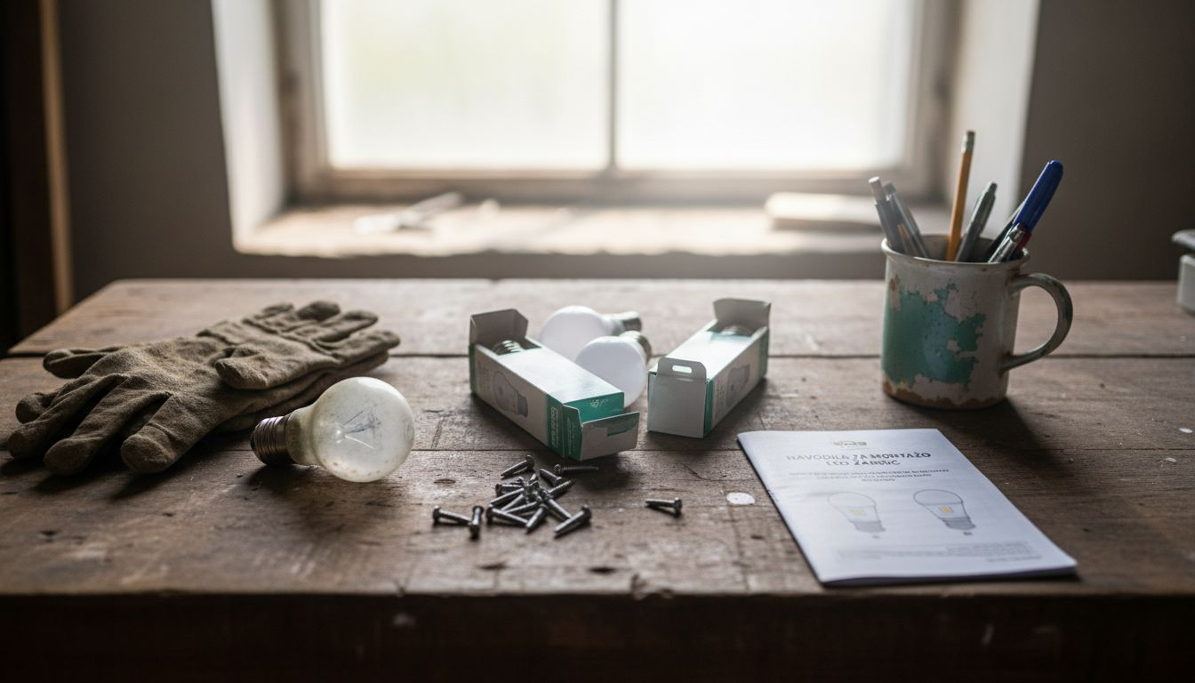 Delovna miza z LED žarnicami in vsem potrebnim orodjem za montažo