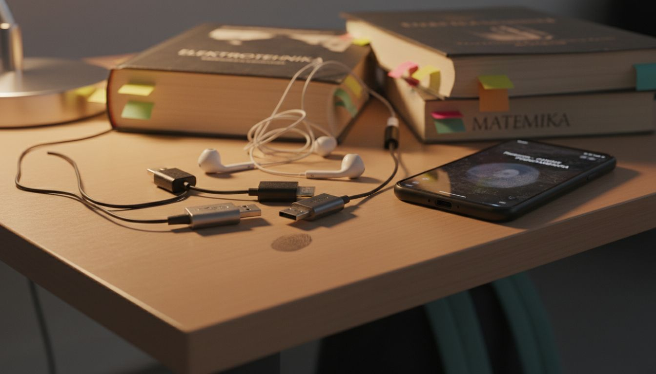 Pogled od blizu na adapterje za mini in mikro USB