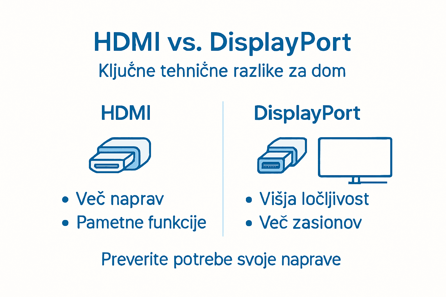 Primerjava HDMI in DisplayPort: glavne razlike na enem mestu