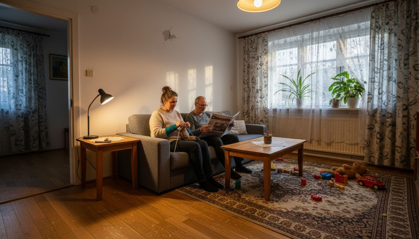 Par si privošči sproščene trenutke v udobju doma, obdani s toplo svetlobo LED luči.