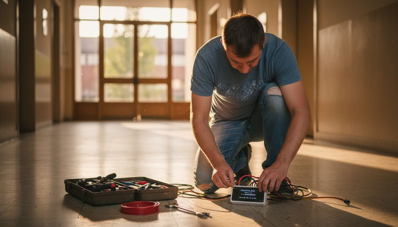 Strokovnjak preverja delovanje pametne svetlobne naprave.