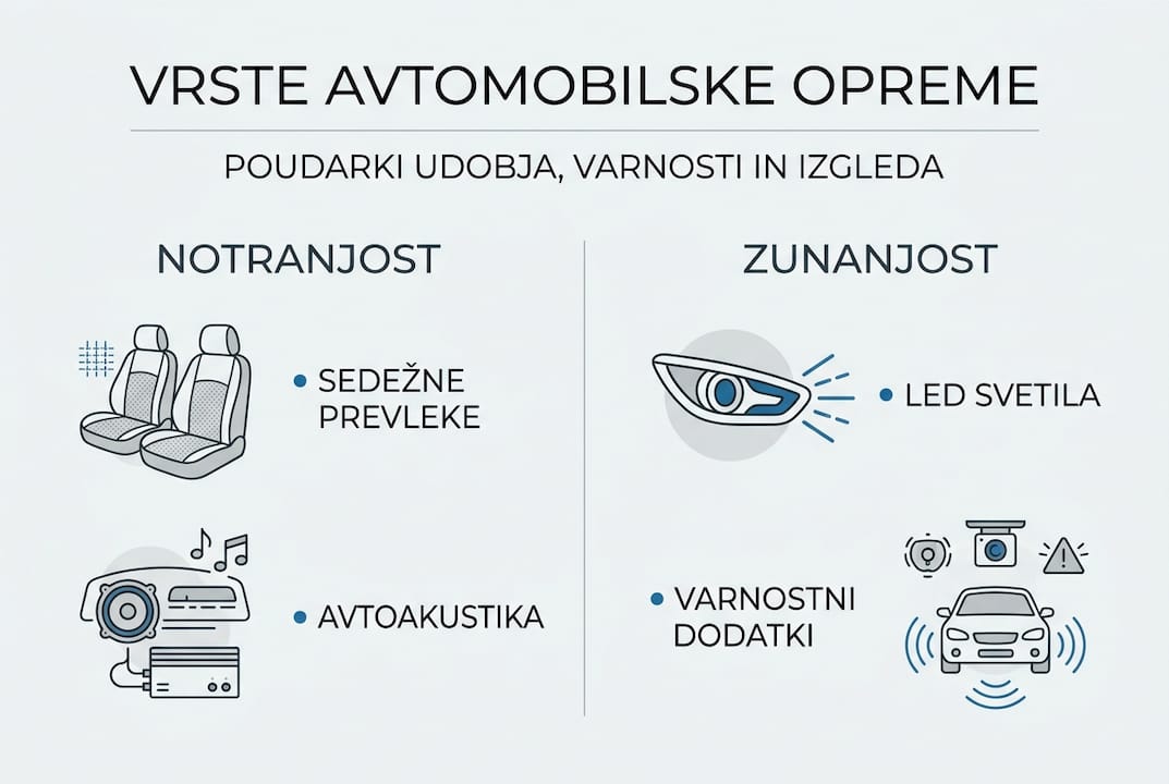 Pregled najpomembnejših vrst avtomobilske opreme v slikah