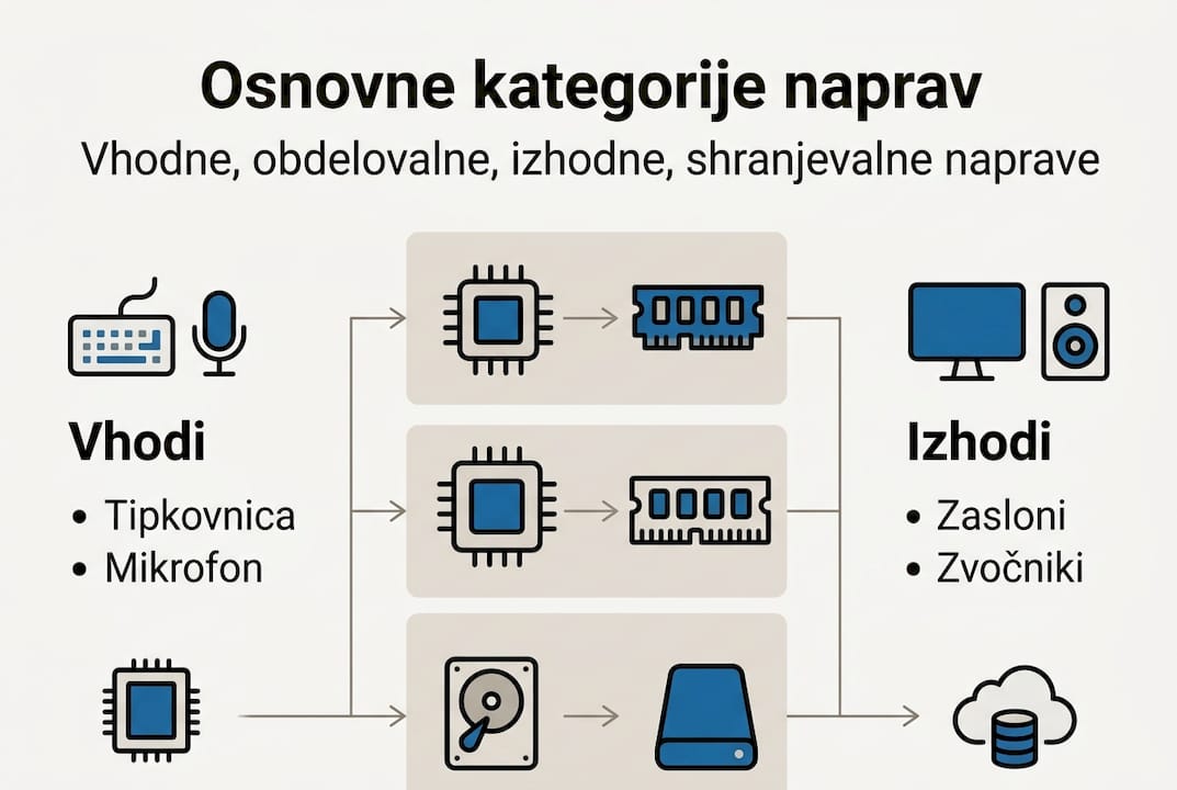 Na tej infografiki so predstavljene glavne vrste elektronskih naprav.
