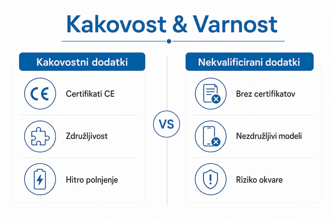 V tej infografiki si lahko ogledate primerjavo kakovosti in varnosti različnih mobilnih dodatkov.