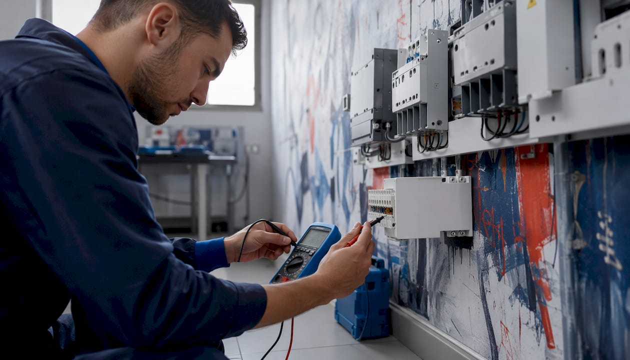 V laboratoriju tehnik preverja, kako močni so električni tokovi.