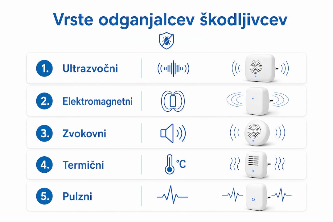 Infografika: pregled različnih vrst odganjalcev škodljivcev in kako delujejo