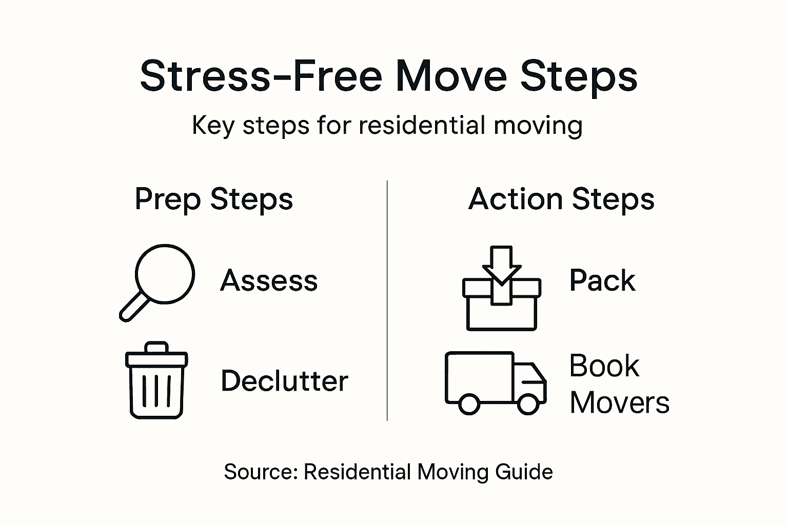 Infographic outlining stress-free move steps