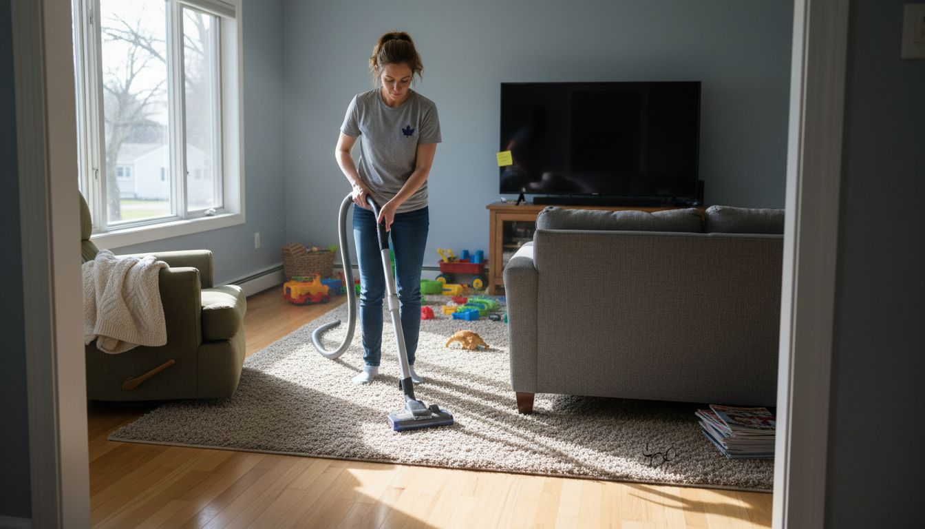 Residential living room cleaning in progress