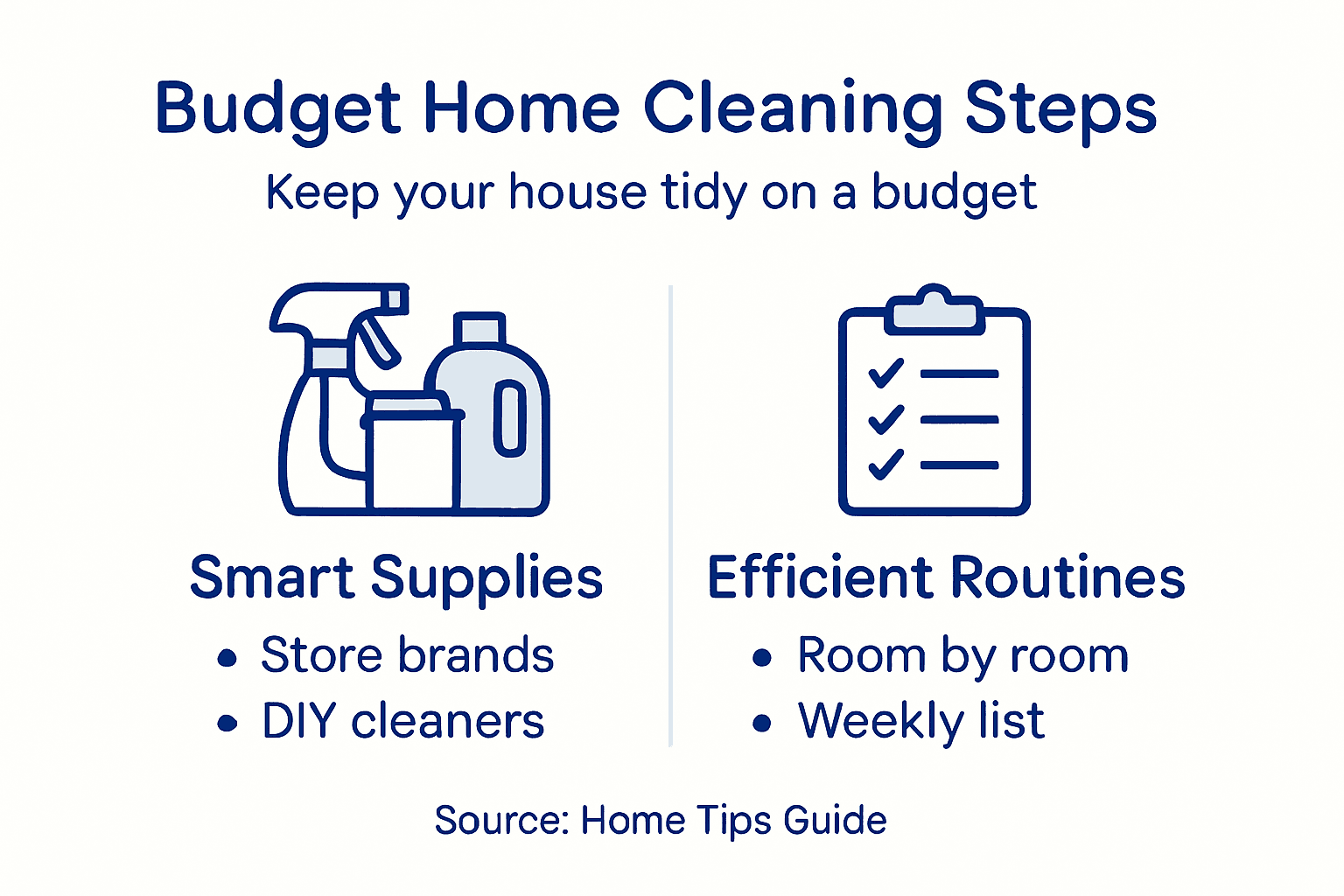 Infographic budget cleaning steps and methods