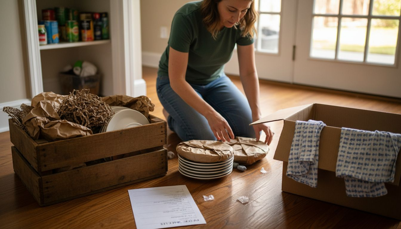 Sorting eco friendly moving materials kitchen