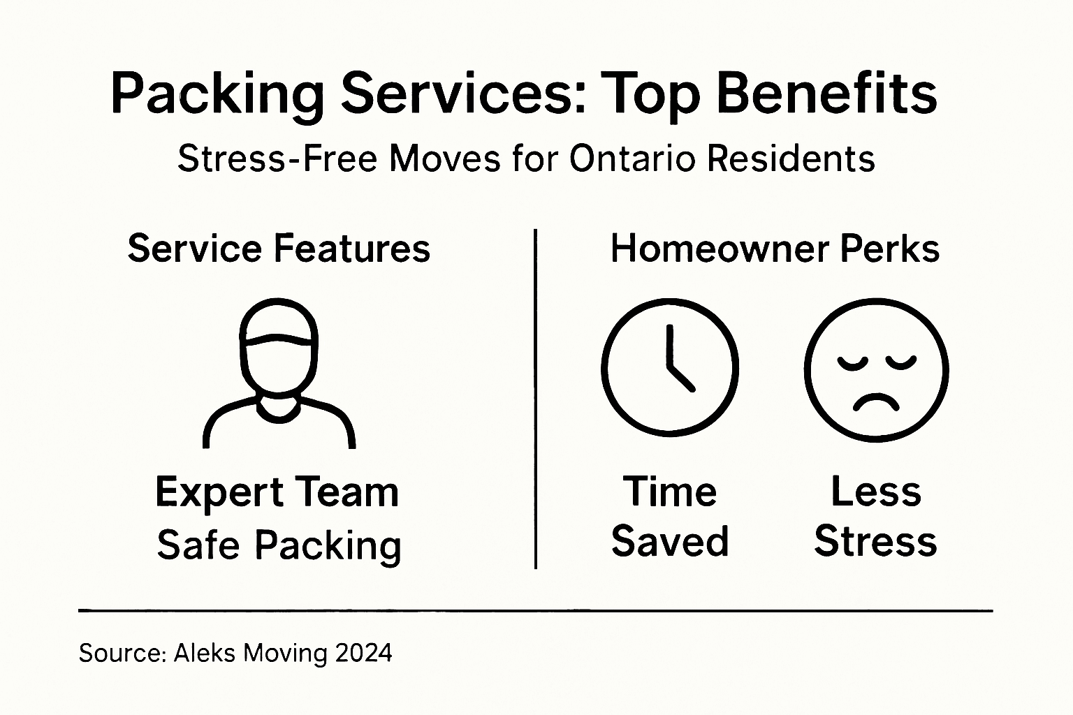 Infographic showing key benefits of packing services