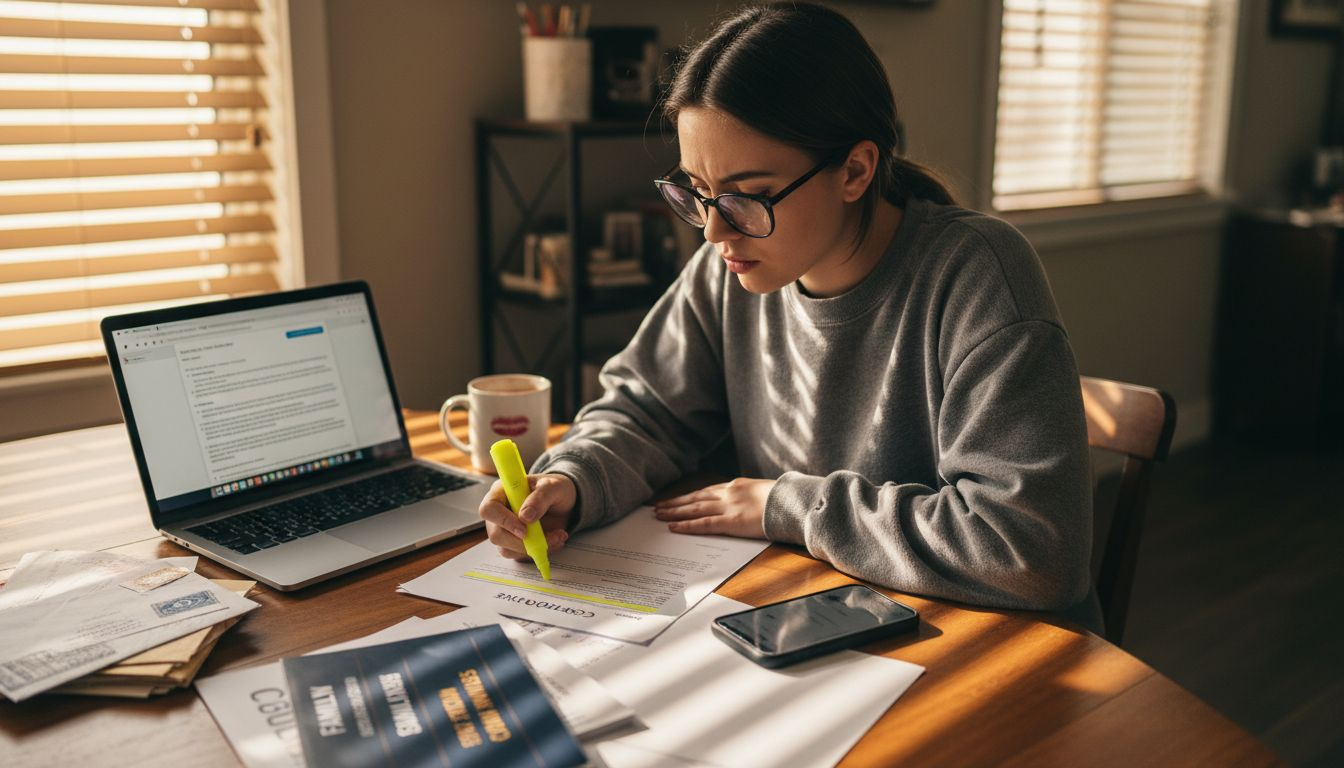 Client reviewing attorney qualifications documents