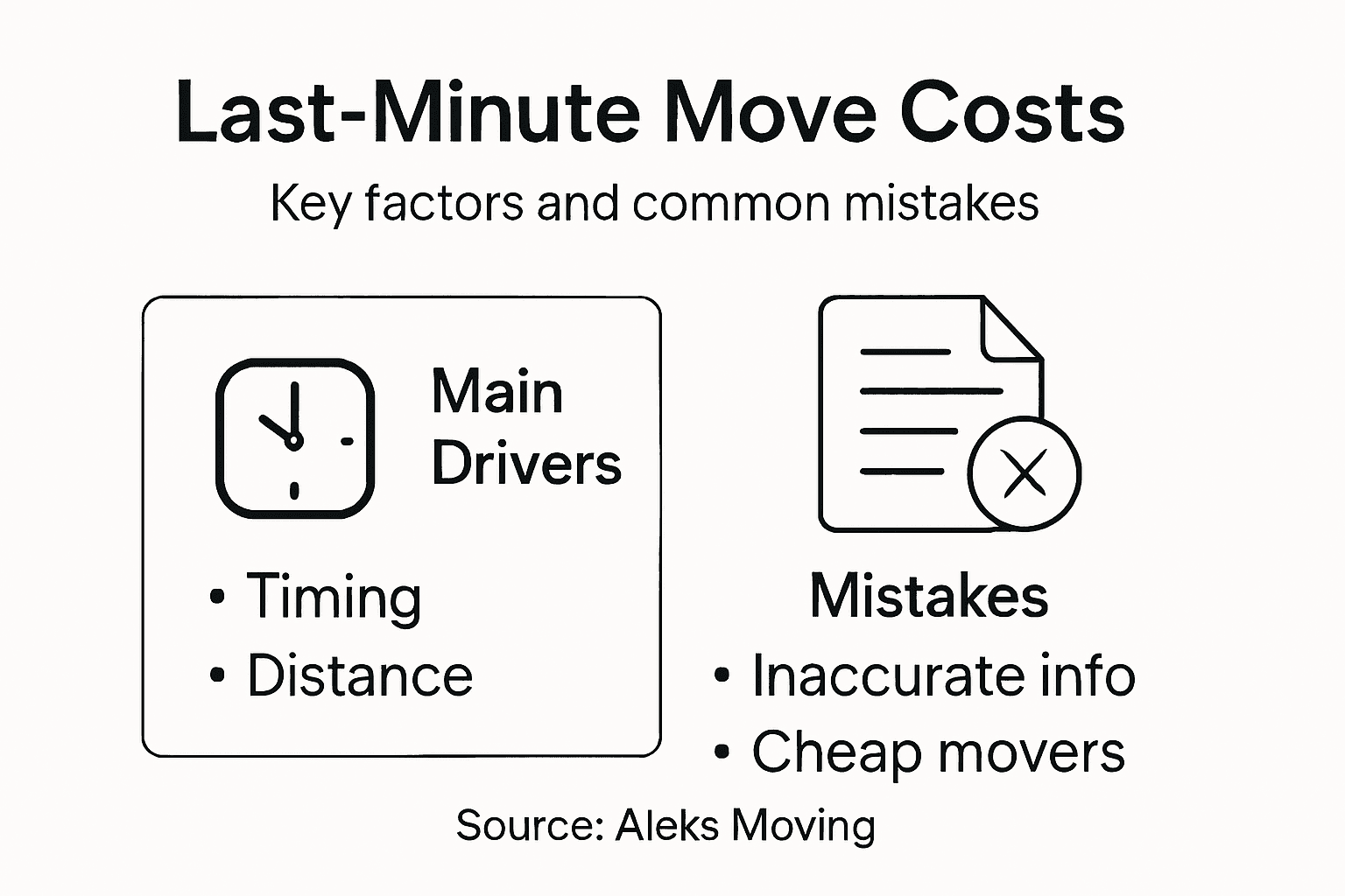 Infographic on costs and mistakes of urgent moves