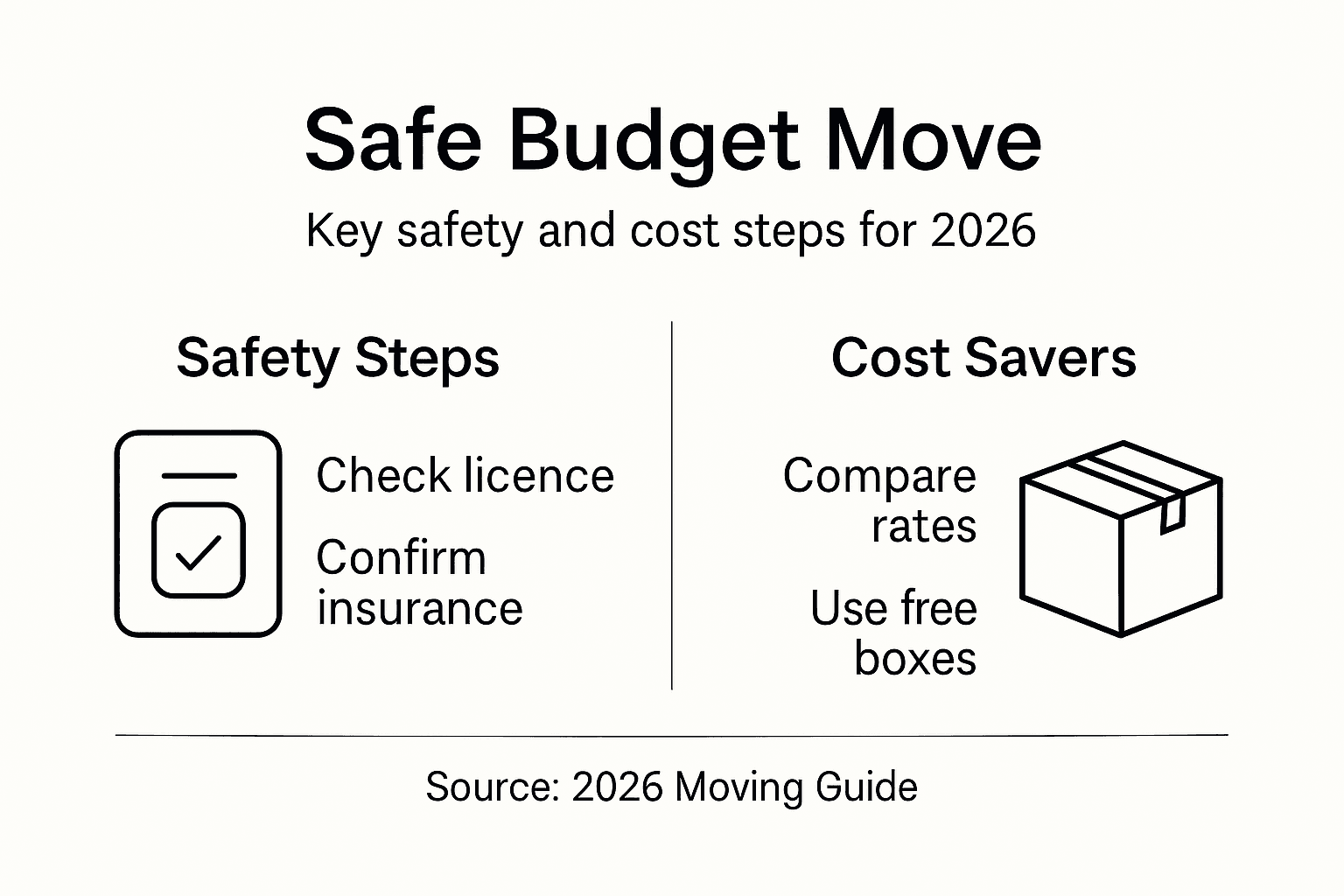 Infographic showing safe, budget moving key steps