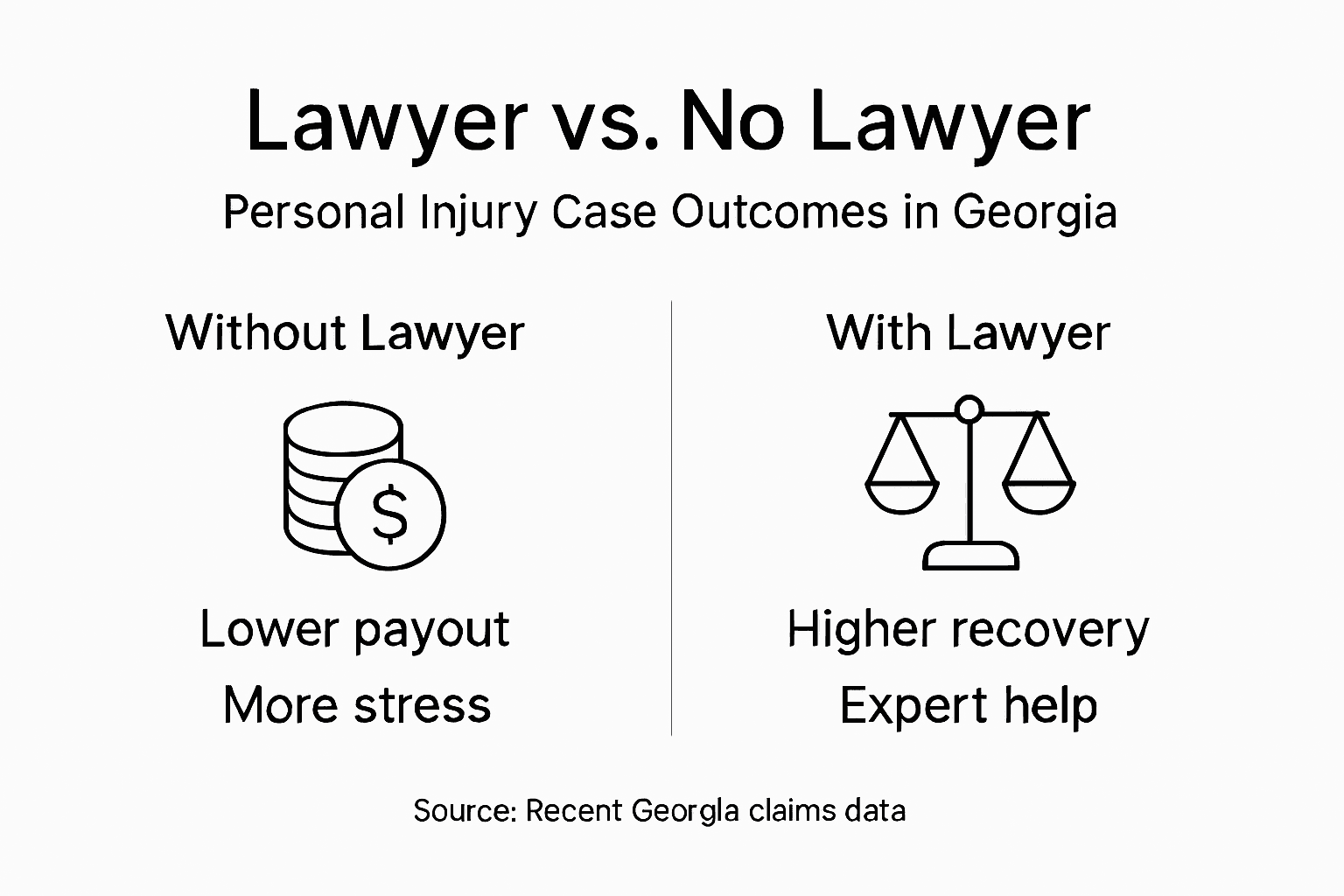 Infographic shows recovery comparison with and without lawyer