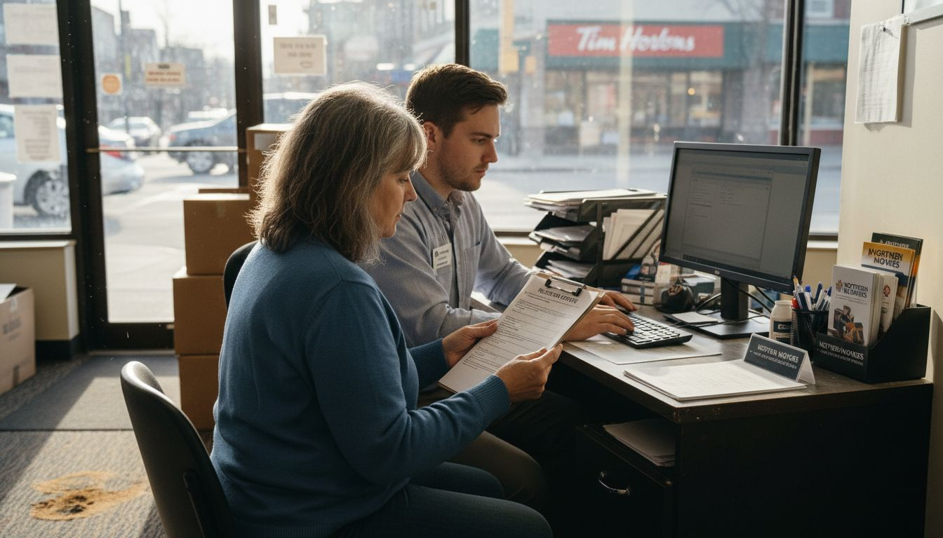 Client consulting moving company office