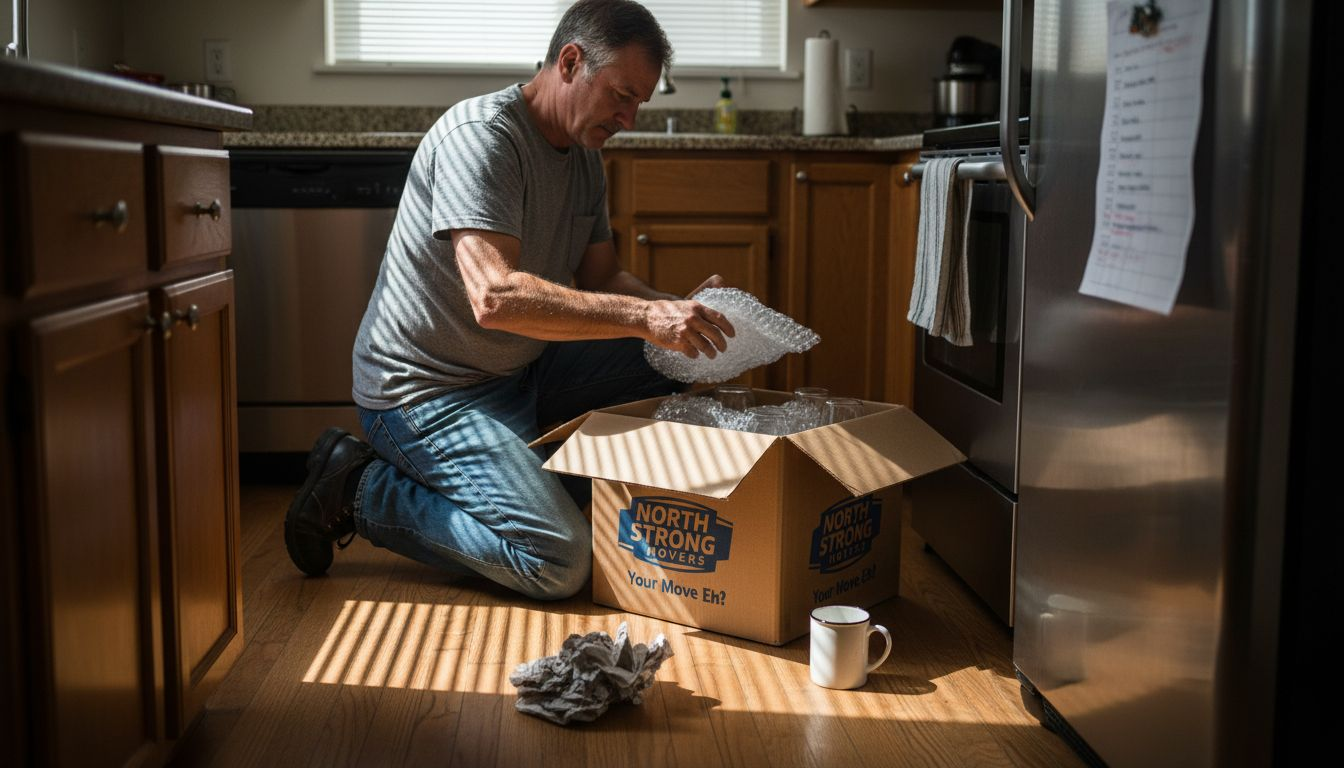 Mover packing fragile kitchen items