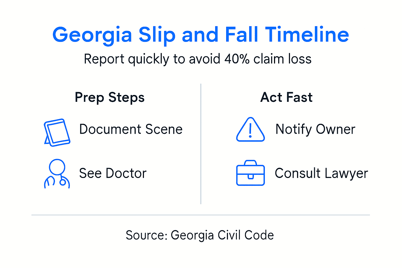 Infographic showing Georgia slip and fall claim steps