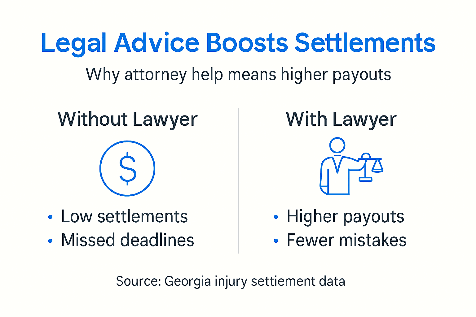 Infographic comparing claim outcomes with and without lawyer
