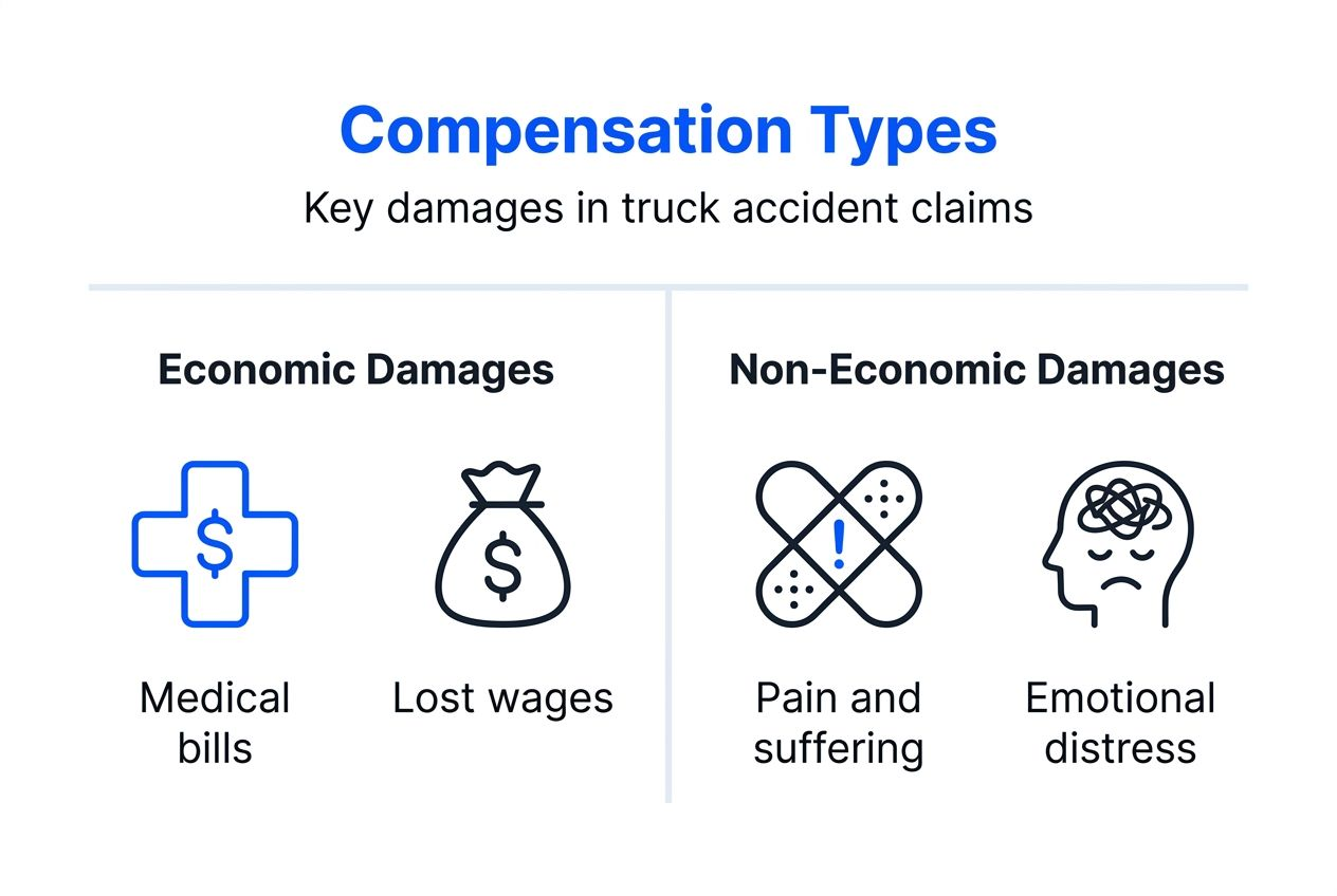 Infographic comparing truck accident compensation types