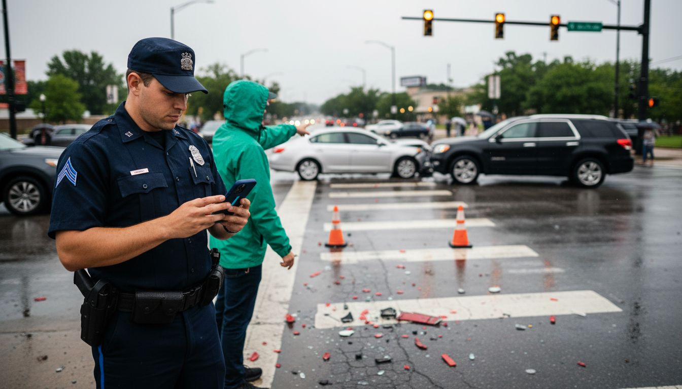 Police officer documenting Atlanta car accident evidence